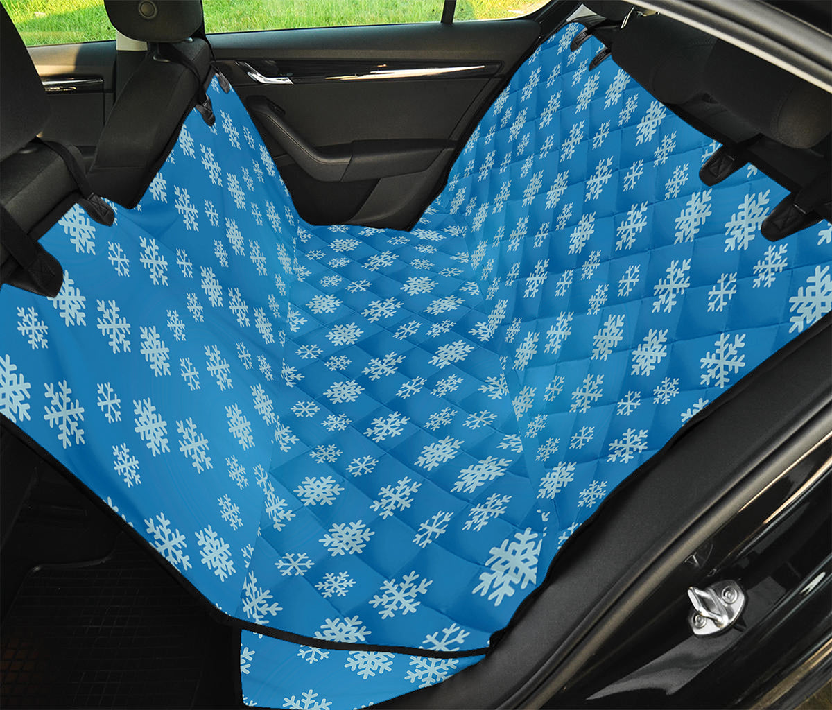 Blue Snowflake Pattern Print Pet Car Back Seat Cover