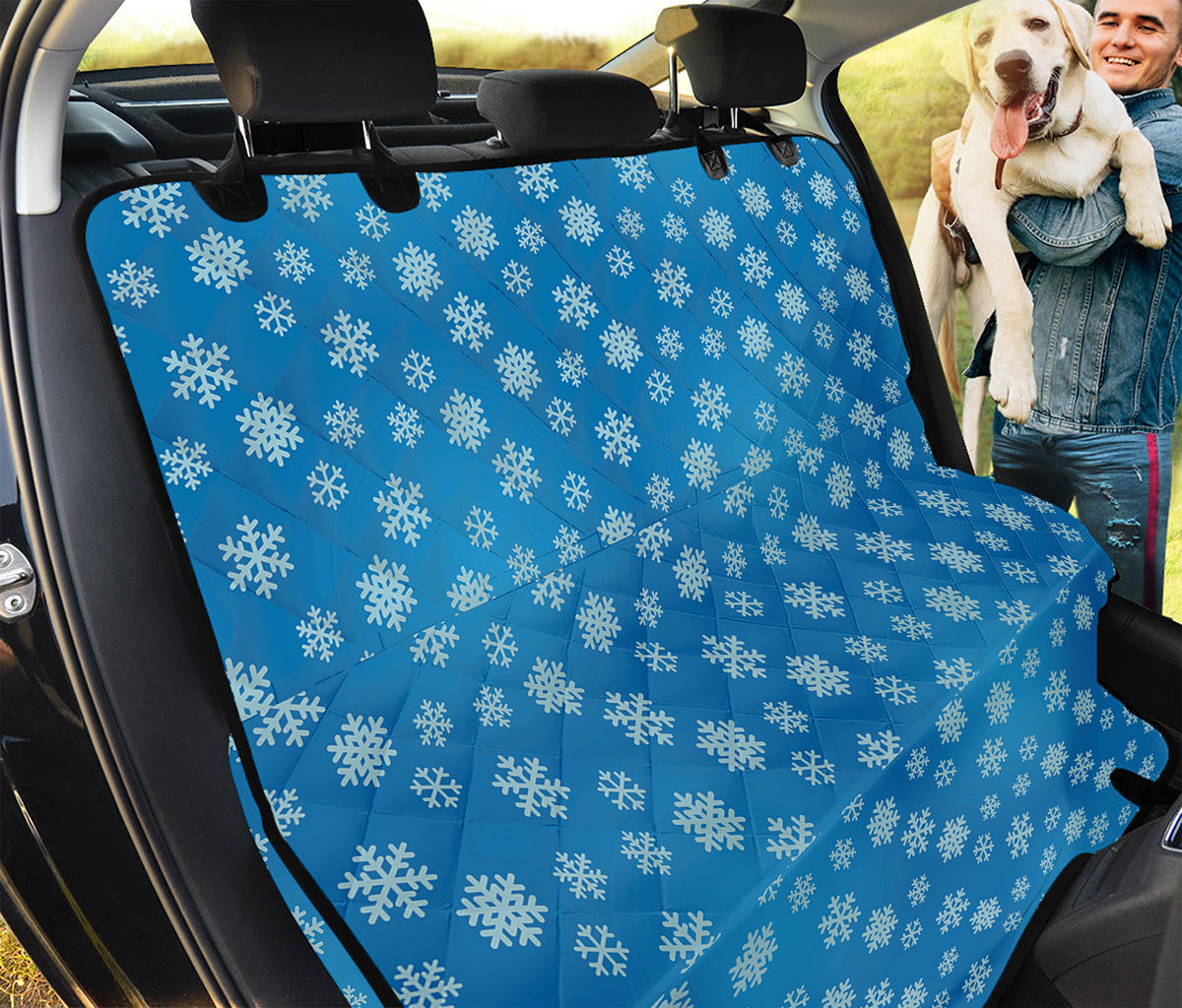 Blue Snowflake Pattern Print Pet Car Back Seat Cover