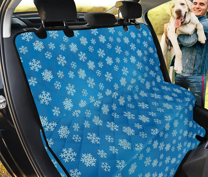 Blue Snowflake Pattern Print Pet Car Back Seat Cover