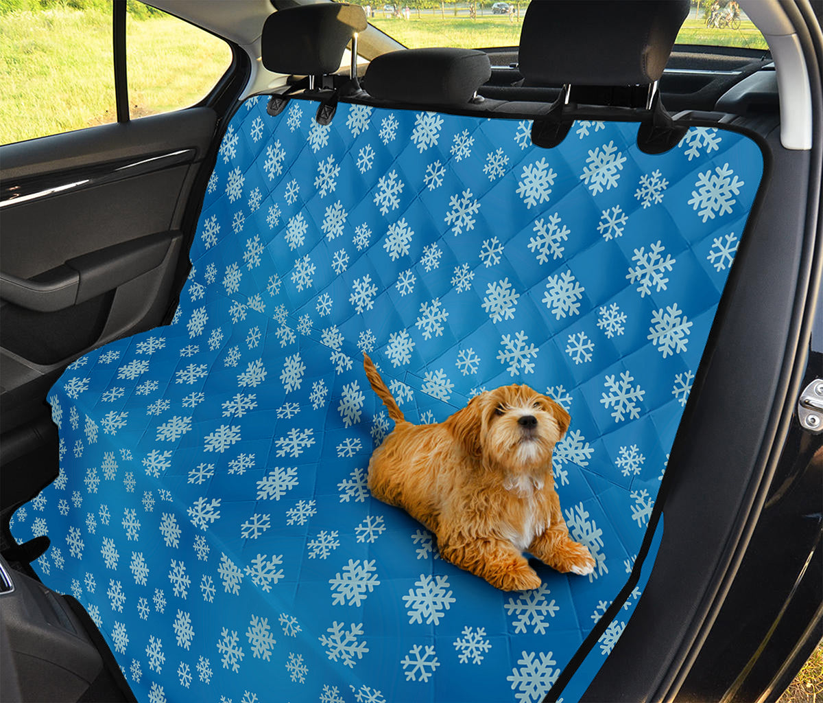 Blue Snowflake Pattern Print Pet Car Back Seat Cover