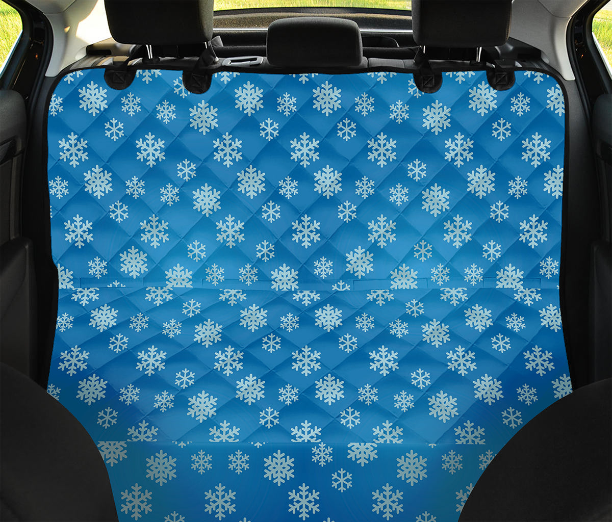 Blue Snowflake Pattern Print Pet Car Back Seat Cover