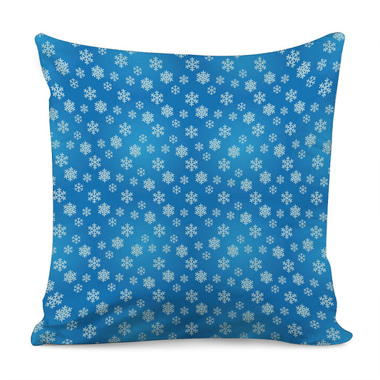 Blue Snowflake Pattern Print Pillow Cover
