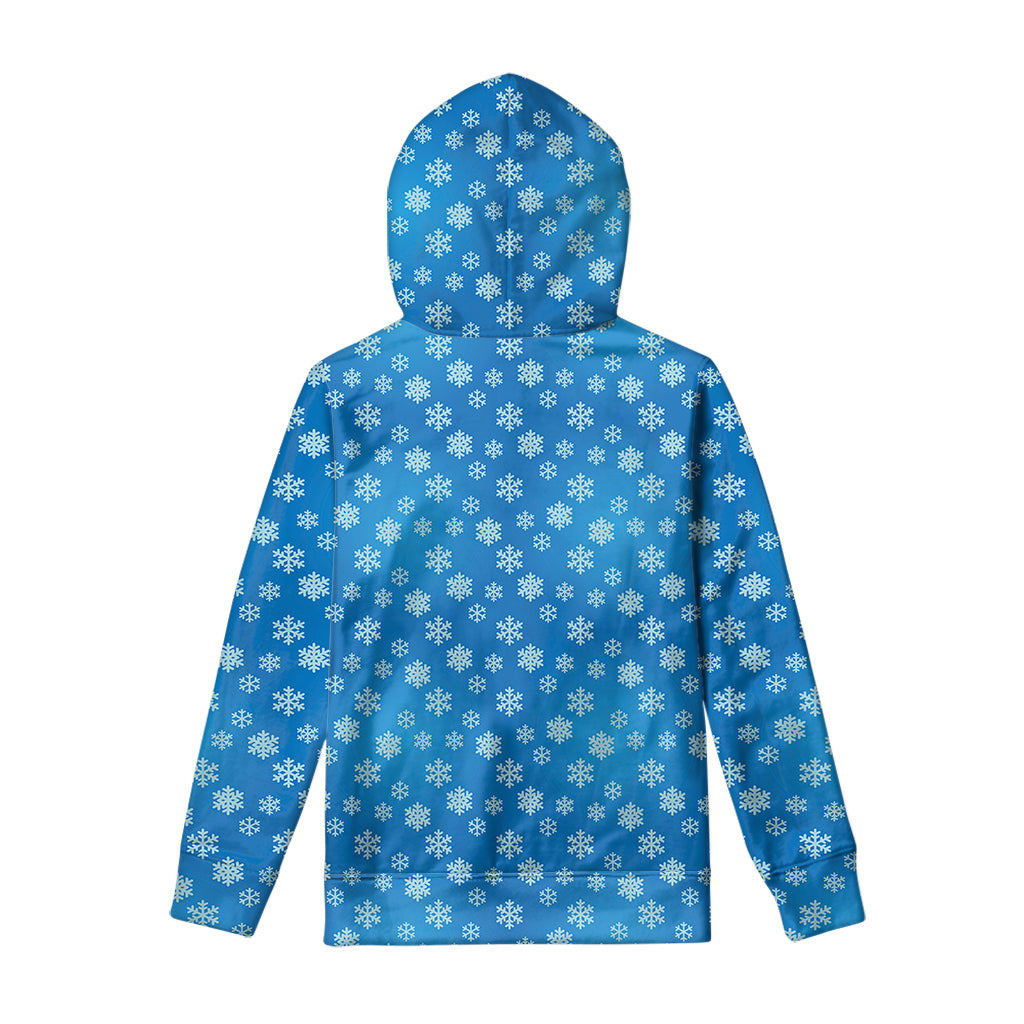 Blue Snowflake Pattern Print Pullover Hoodie