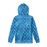 Blue Snowflake Pattern Print Pullover Hoodie