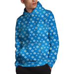 Blue Snowflake Pattern Print Pullover Hoodie
