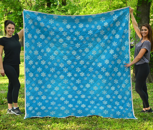 Blue Snowflake Pattern Print Quilt