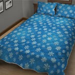 Blue Snowflake Pattern Print Quilt Bed Set