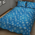 Blue Snowflake Pattern Print Quilt Bed Set