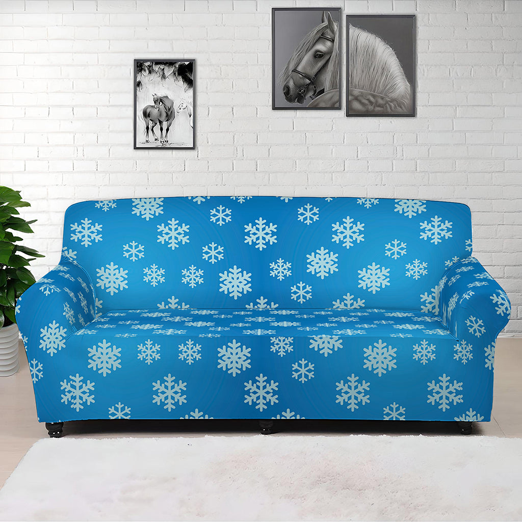 Blue Snowflake Pattern Print Sofa Cover