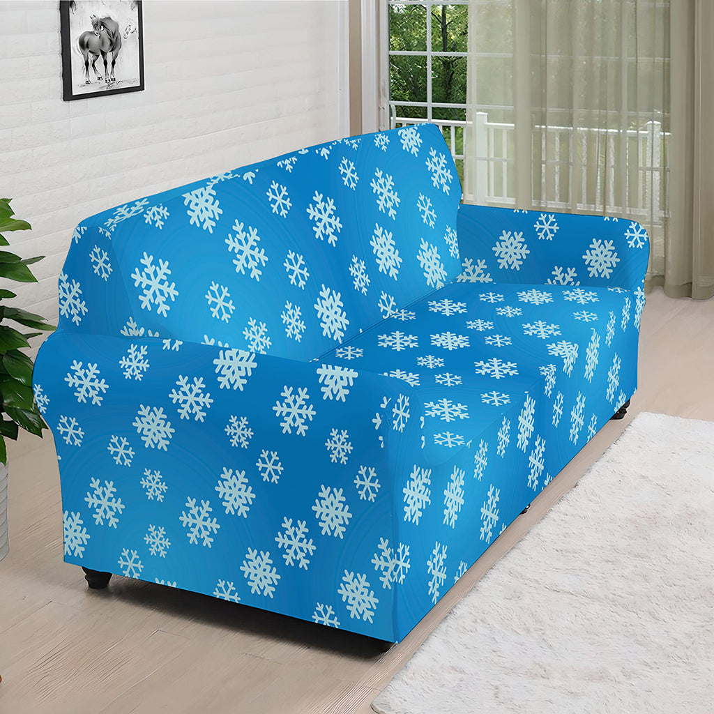 Blue Snowflake Pattern Print Sofa Cover