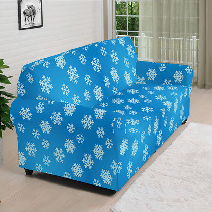 Blue Snowflake Pattern Print Sofa Cover