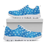 Blue Snowflake Pattern Print White Sneakers