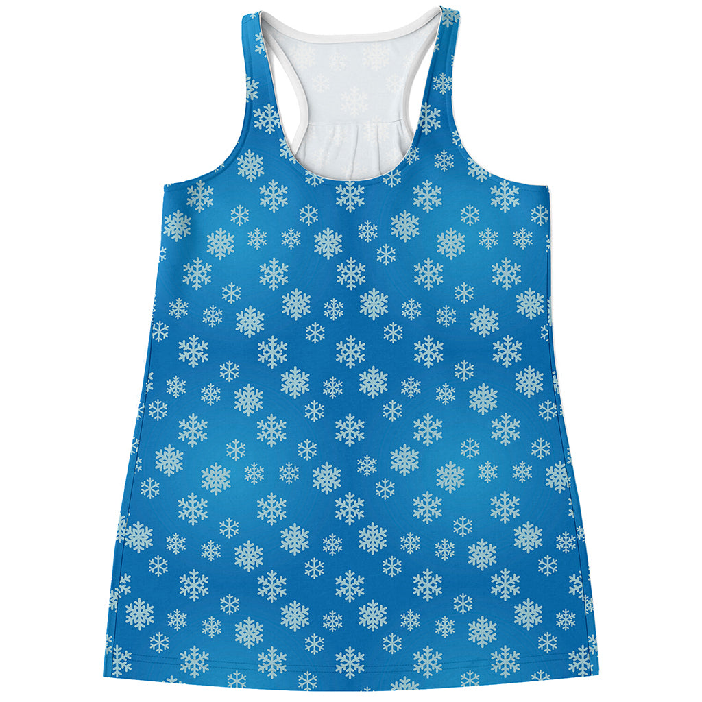 Blue Snowflake Pattern Print Women's Racerback Tank Top