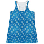 Blue Snowflake Pattern Print Women's Racerback Tank Top