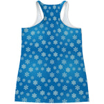 Blue Snowflake Pattern Print Women's Racerback Tank Top