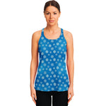 Blue Snowflake Pattern Print Women's Racerback Tank Top