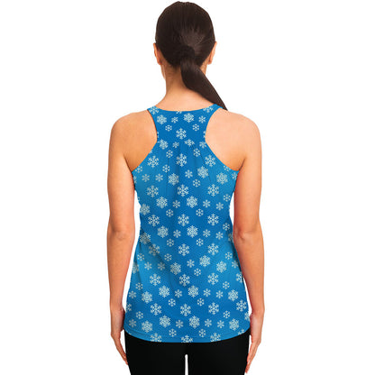 Blue Snowflake Pattern Print Women's Racerback Tank Top