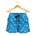 Blue Snowflake Pattern Print Women's Shorts