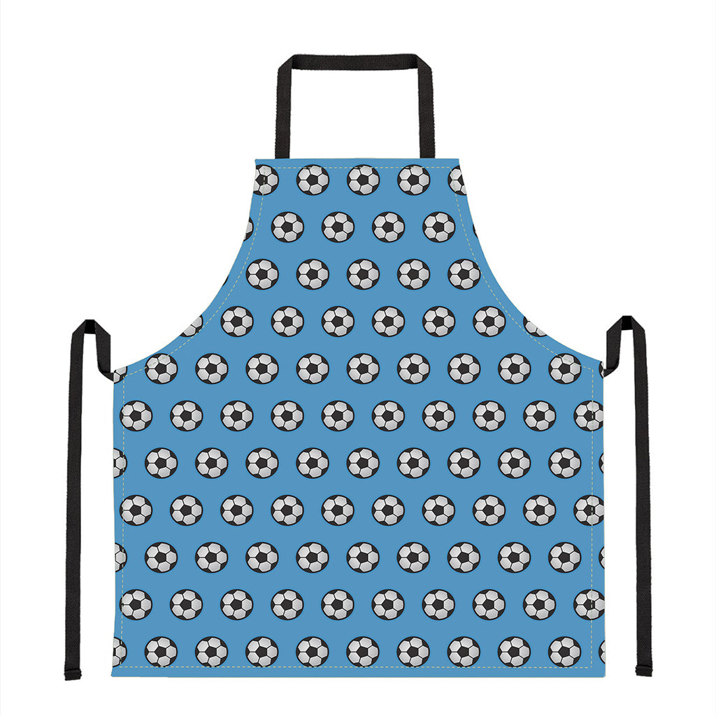 Blue Soccer Ball Pattern Print Apron