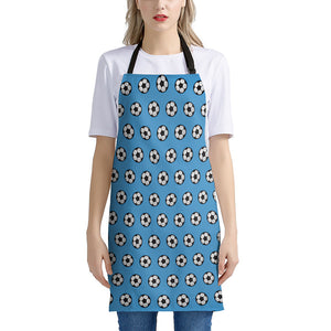 Blue Soccer Ball Pattern Print Apron