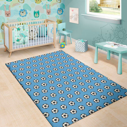 Blue Soccer Ball Pattern Print Area Rug