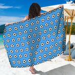 Blue Soccer Ball Pattern Print Beach Sarong Wrap