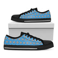Blue Soccer Ball Pattern Print Black Low Top Sneakers
