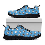 Blue Soccer Ball Pattern Print Black Sneakers