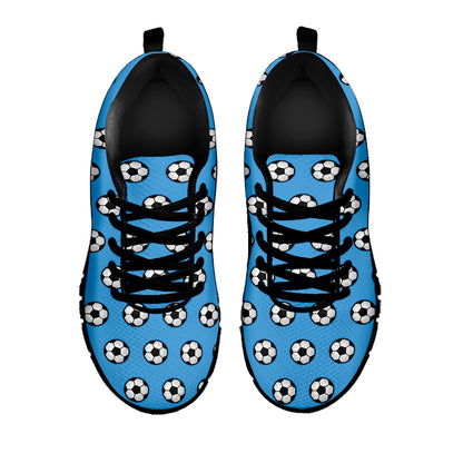 Blue Soccer Ball Pattern Print Black Sneakers