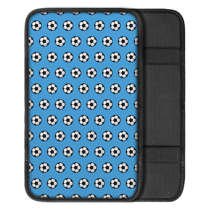Blue Soccer Ball Pattern Print Car Center Console Cover
