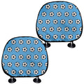 Blue Soccer Ball Pattern Print Car Headrest Covers