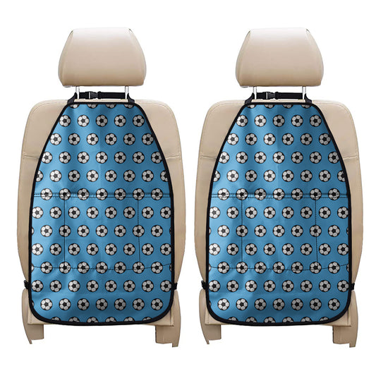 Blue Soccer Ball Pattern Print Car Seat Organizers