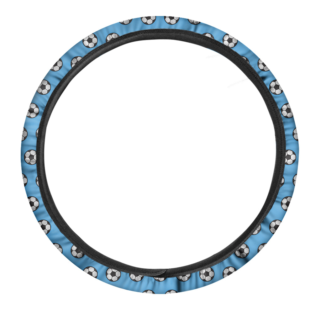 Blue Soccer Ball Pattern Print Car Steering Wheel Cover