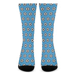 Blue Soccer Ball Pattern Print Crew Socks