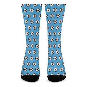 Blue Soccer Ball Pattern Print Crew Socks