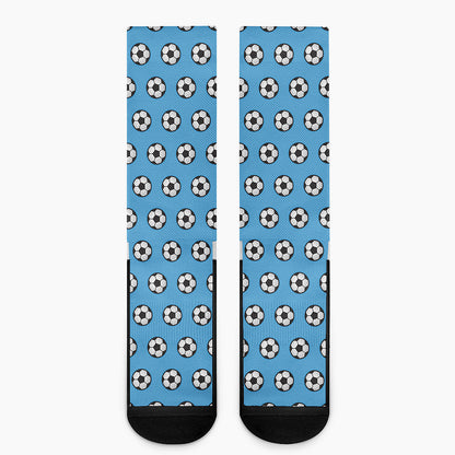 Blue Soccer Ball Pattern Print Crew Socks