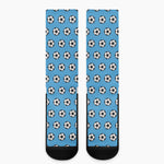 Blue Soccer Ball Pattern Print Crew Socks