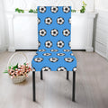 Blue Soccer Ball Pattern Print Dining Chair Slipcover