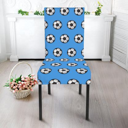 Blue Soccer Ball Pattern Print Dining Chair Slipcover