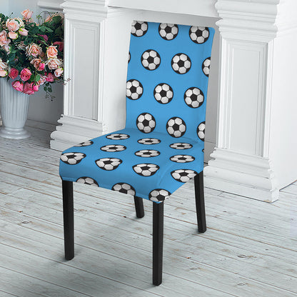 Blue Soccer Ball Pattern Print Dining Chair Slipcover