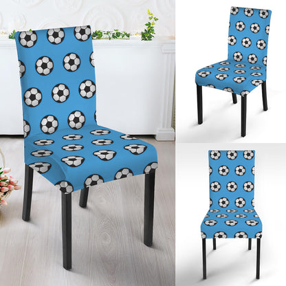 Blue Soccer Ball Pattern Print Dining Chair Slipcover