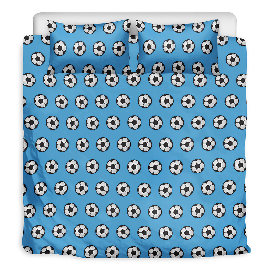 Blue Soccer Ball Pattern Print Duvet Cover Bedding Set