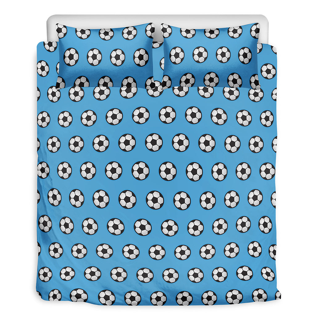 Blue Soccer Ball Pattern Print Duvet Cover Bedding Set