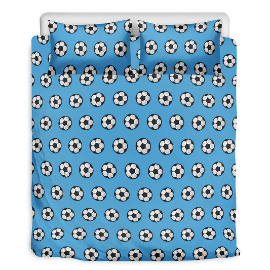 Blue Soccer Ball Pattern Print Duvet Cover Bedding Set
