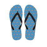 Blue Soccer Ball Pattern Print Flip Flops