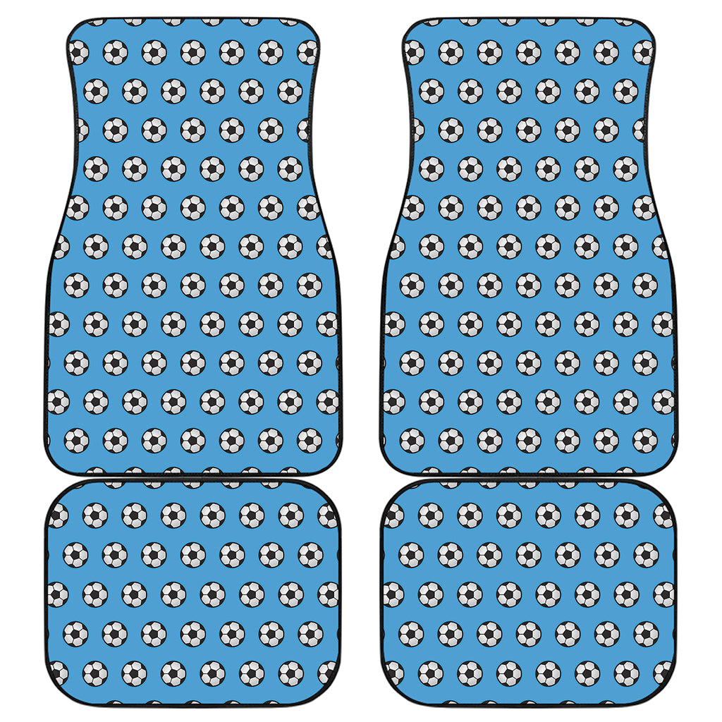 Blue Soccer Ball Pattern Print Front and Back Car Floor Mats