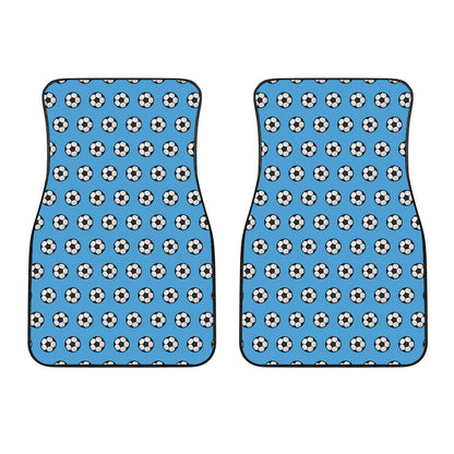 Blue Soccer Ball Pattern Print Front Car Floor Mats