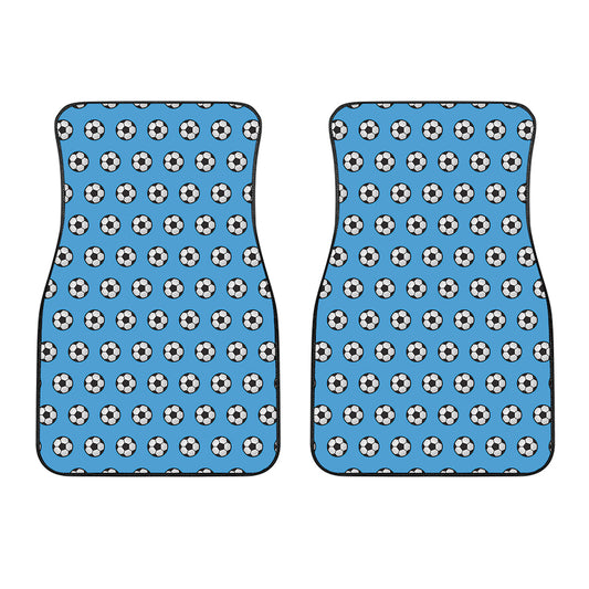 Blue Soccer Ball Pattern Print Front Car Floor Mats