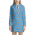 Blue Soccer Ball Pattern Print Pullover Hoodie Dress