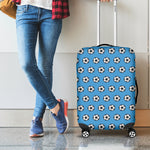 Blue Soccer Ball Pattern Print Luggage Cover